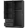 4 Doors Wardrobe 2 Drawers with Shelves 72" high 6