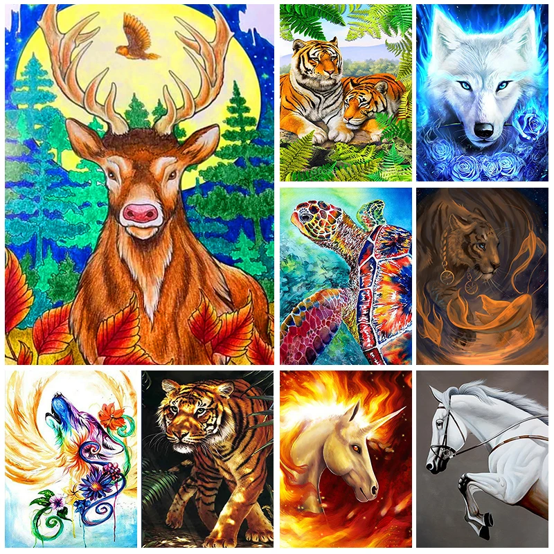 

5D Diamond Painting Animal Diamond Embroidery DIY Full Rhinestone Mosaic Deer Tiger Cross Stitch Kit Art Home Decor