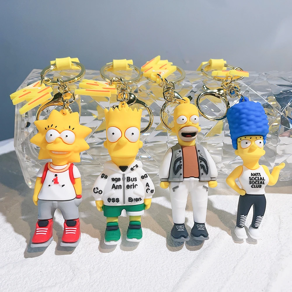 Disney The Simpsons Portachiavi Cute Simpsons Action Figure Portachiavi Con Ciondolo In Pvc Per Zaino Ornamento Per Accessori Per Regali Per Bambini