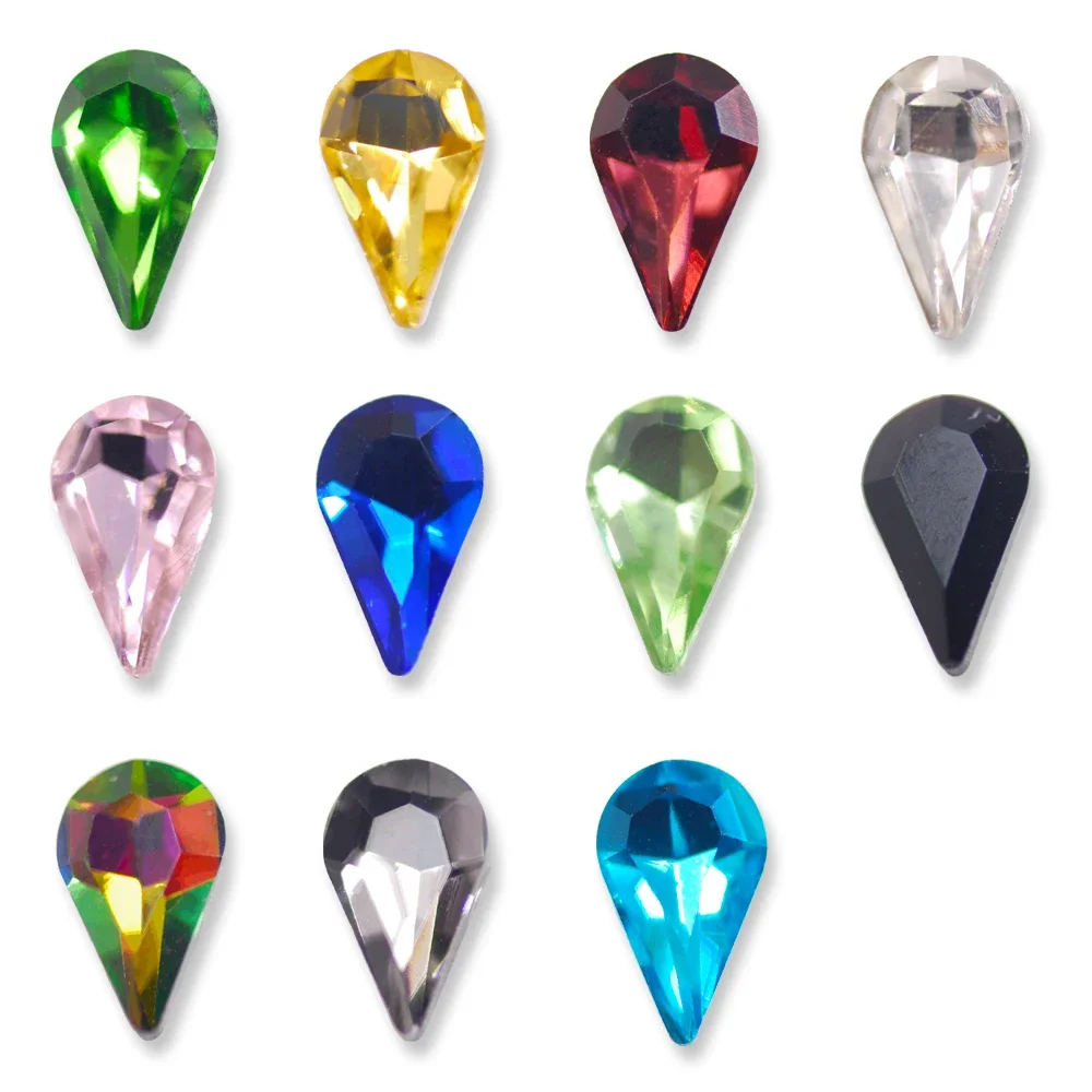 50pcs Colorful Waterdrop Rhinestone Glass Crystal Accessories