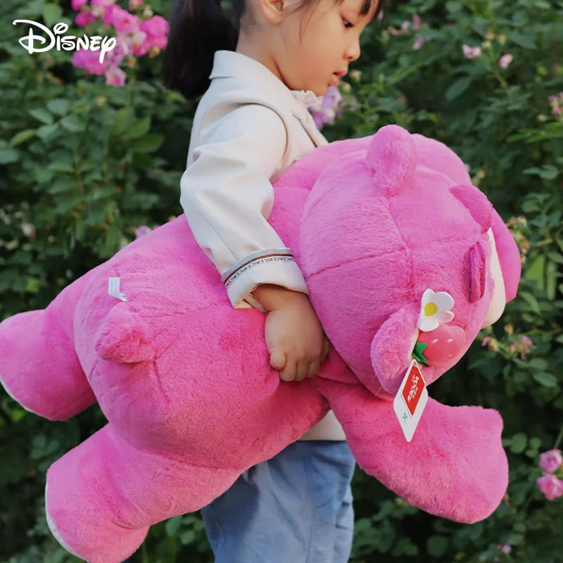 Kawaii Disney Lotso Bear Big Plush Pillows Toys 60cm Giant Stuffed Animal Pixar Toy Story Doll Soft Toy For Girl Birthday Gifts pixar anime elemental headbands for women cartoon fire water ears hairband kids disney wade ember hair accessories girl diy gift