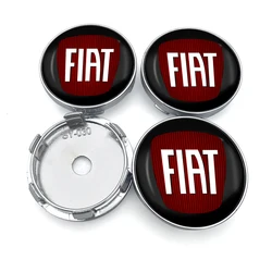 Universal 60mm Car Wheel Hub Center Cap Rim Cover Emblem Stickers (Fiat - black - 4pcs)