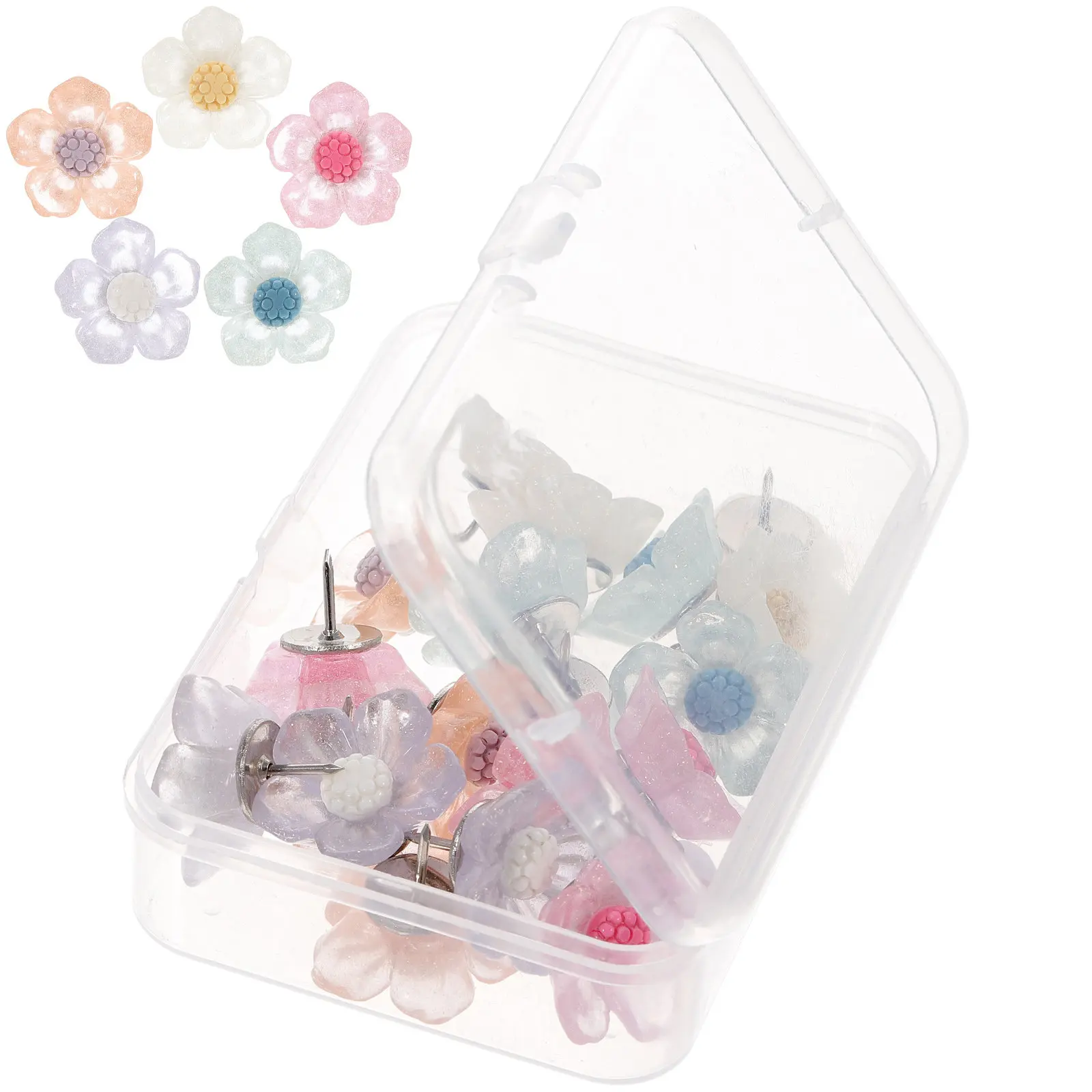 20Pcs 꽃 푸시핀 다기능 압정 DIY 사무용품 지도 못 벽 장식 핀