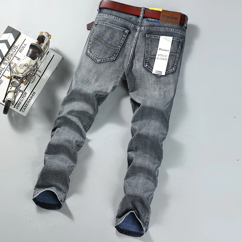WTHINLEE New Men Soft Straight Jeans Office Business Casual Denim Trousers Classic Brand Stretch Fashion Men's Pants Size 28-40 6