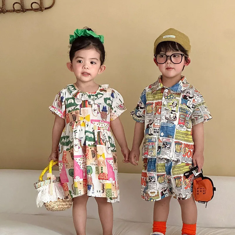 Kids FUN 2pc Full Print Shorts Outfit 1