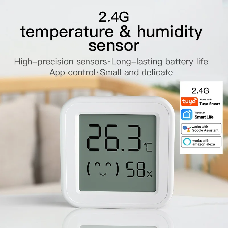 

Tuya Temperature Humidity Sensor Mini LCD Digital Display Compatible with Bluetooth APP Remote Control Thermometer Hygrometer