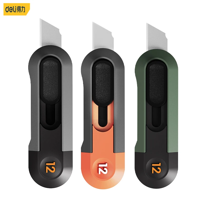 Deli Portable Mini Box Cutter Utility Knife,Small Auto-Retractable Pocket cute 미니칼SK5 Blade couteau art supplies Cutting Tools metal retractable utility knife hож cutter pocket stationery stainless steel art unboxing couteau cuchillo sk5 blade knive