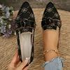 2024 Women's Knitted Slip on Flats Breathable Comfortable Solid Color Flat Shoes Casual Pointed Toe Walking Shoes Women Loafers 2
