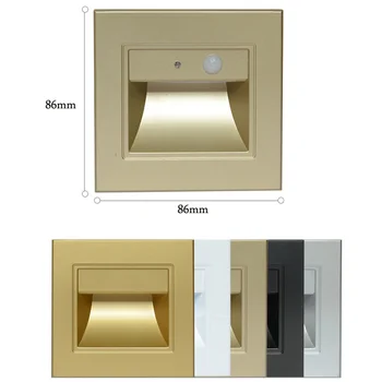 Quadrato 86 tipo PIR sensore rilevatore di movimento Led scala luce infrarossi corpo umano lampada a induzione gradini da incasso scala scala parete