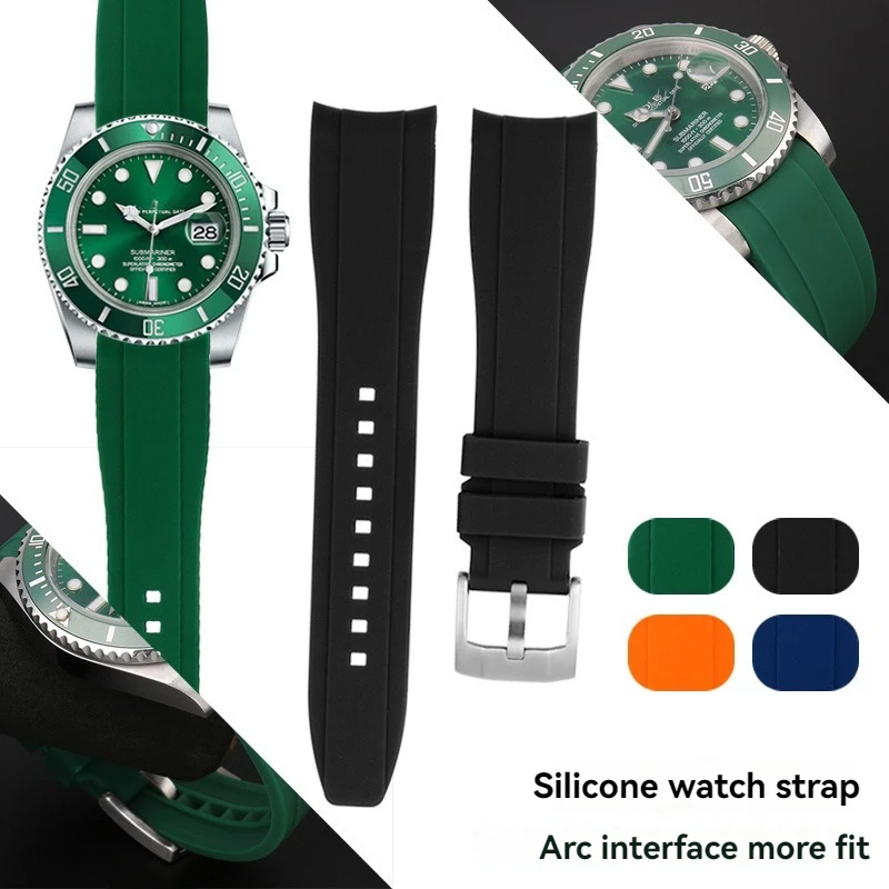 21 22 24Mm Cinturino Curvo In Gomma Siliconica Per Uomo Rolex Water Ghost Seagull Sea Star Longines Conkas Series Citizen Bn0193