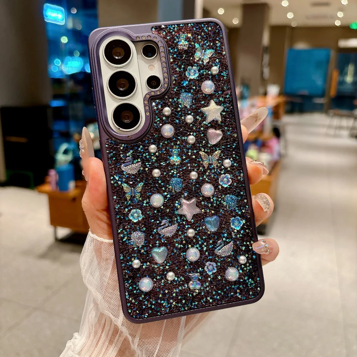 Glamorous Bling Glitter Shockproof Phone Case with Rhinestones