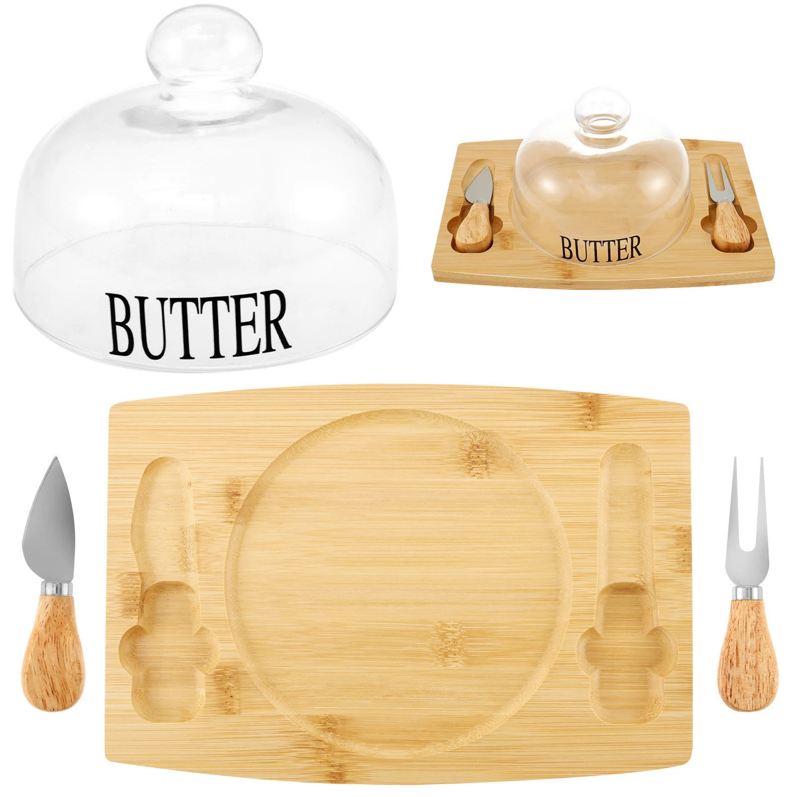Butter Dish with Lid Knife Clear Glass Butter Dish Airtight Keeper Grip Handle Container Easy to Clean Tray