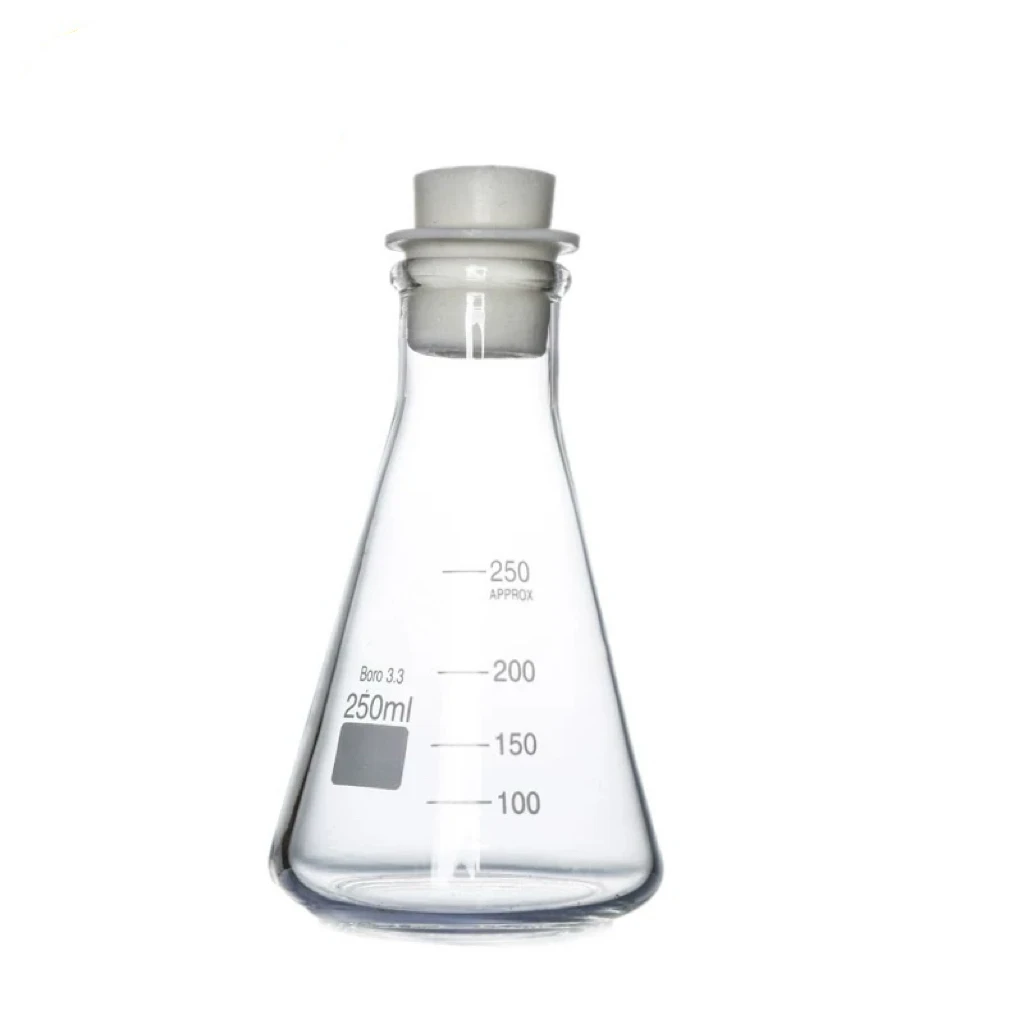 Erlenmeyer Flask Borosilicate 3.3 Glass Narrow Neck Conical Triangle 250mL Laboratory Chemistry Equipment