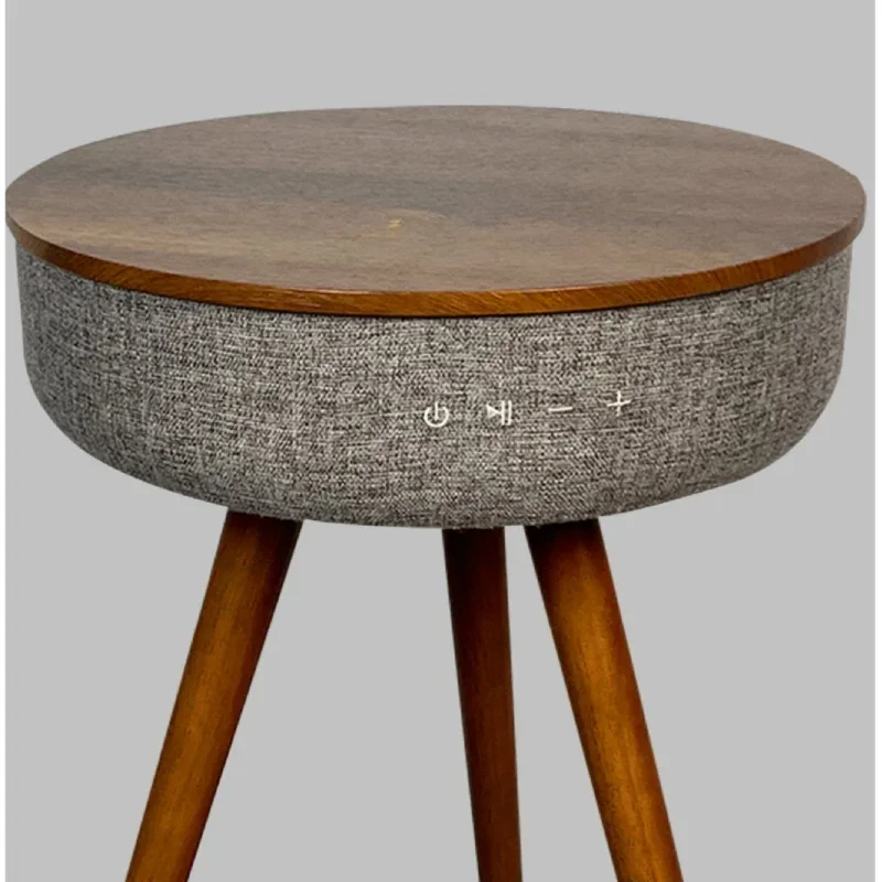 Creative Smart Round Tea Table Bluetooth Stereo Audio Sofa Side Table Nordic Style Music Coffee Table with Wireless Charging