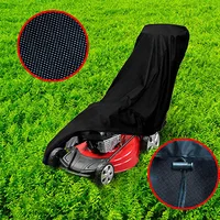 Outdoor Lawn Mower Cover 210D Polyester Oxford Cloth Waterproof UV Protection Universal With Drawstring Black 2