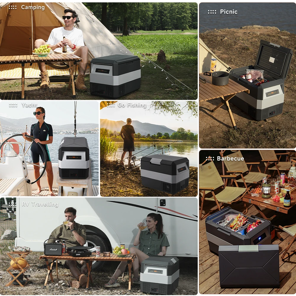 Mini Car Refrigerator Fridge Freezer with DC Compressor Dc Car Freezer for Outdoor Use Design Portable 12V 24V Black 60W 33L