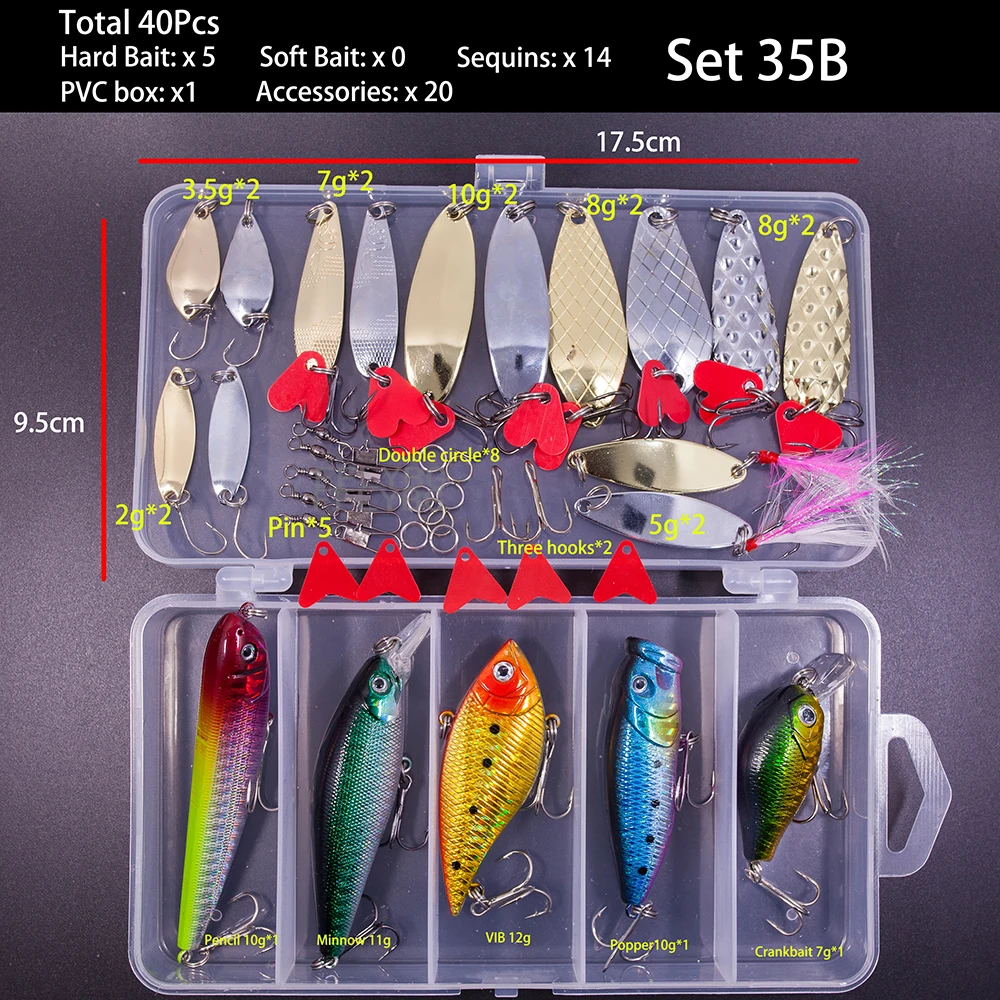 Kit de leurres de pêche pour truite – 30 pièces/boîte de cuillères de pêche, leurres rotatifs