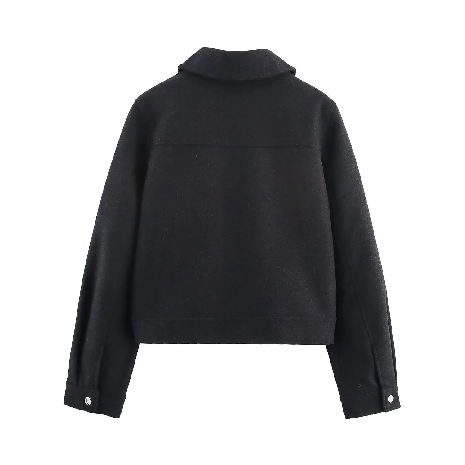 Women Jackets Streetwear Coat Autumn And Winter New Fashion Pocket Zipper Decoration Woman'S Solid Color Long Sleeves Short Coat