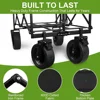 Collapsible Wagon Cart, Portable Heavy Duty Large Capacity Outdoor Garden Wagon with Big All-Terrain Wheels and Drink Holders 4