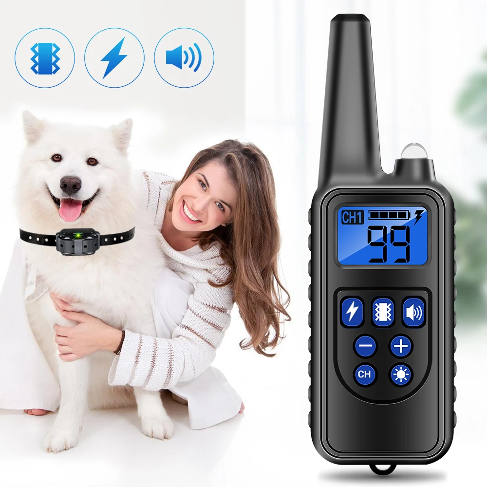 Collar eléctrico de para perros, dispositivo con control remoto, impermeable, recargable, con LCD, para los tamaños, 40% de descuento - AliExpress Hogar y jardín