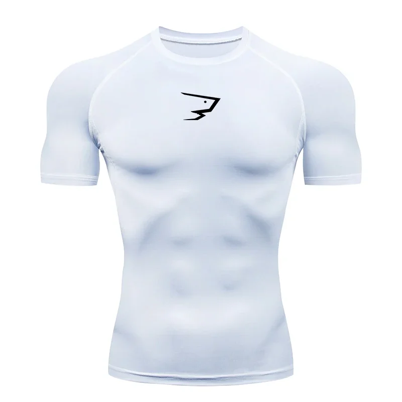 T-shirt a Compressione da Corsa per Uomo, Manica Corta, Maglietta Sportiva per Palestra e Fitness, Abbigliamento Atletico Maschile - immagine 4