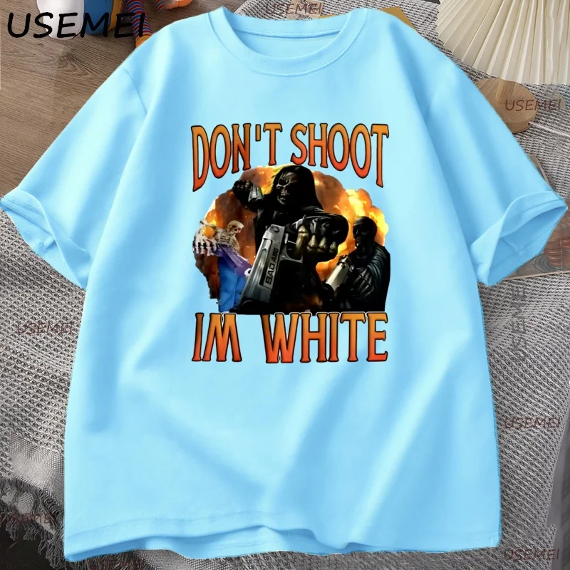 Playful Don't Shoot Graphic Unisex Vintage T-Shirt – Casual Humor Short Sleeve Streetwear Tee