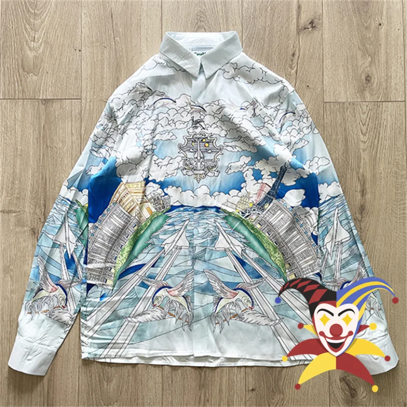 

Long Sleeve Casablanca Shirt Men Women Casual Hawaii Beach Hawaiian Silk Shirts
