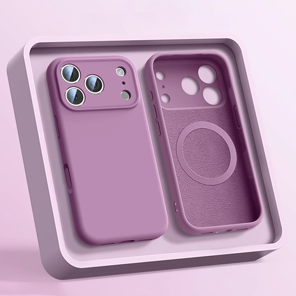 Luxury Liquid Silicone Magnetic Case with Lens Protection - Matte Soft Cover