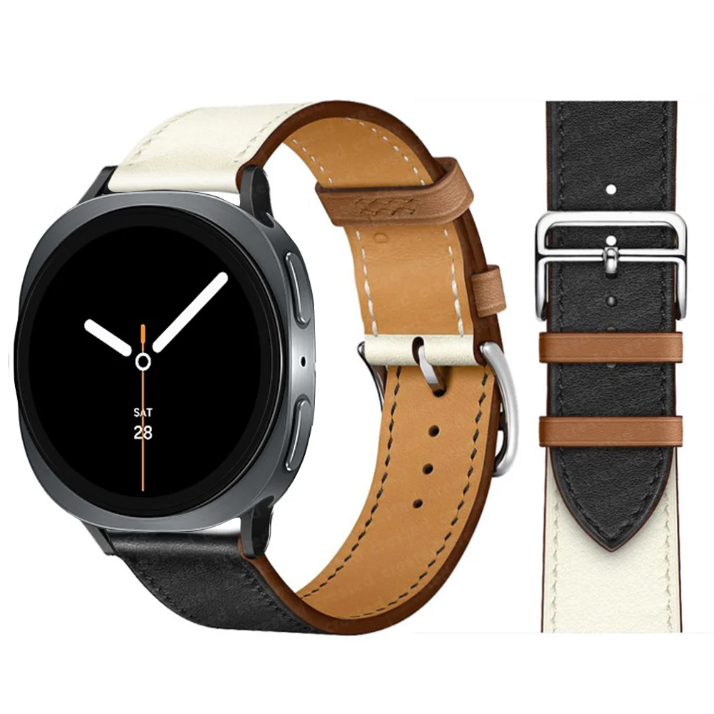 Premium Synthetic Leather Strap for Smartwatch - Elegant Bracelet with Connector