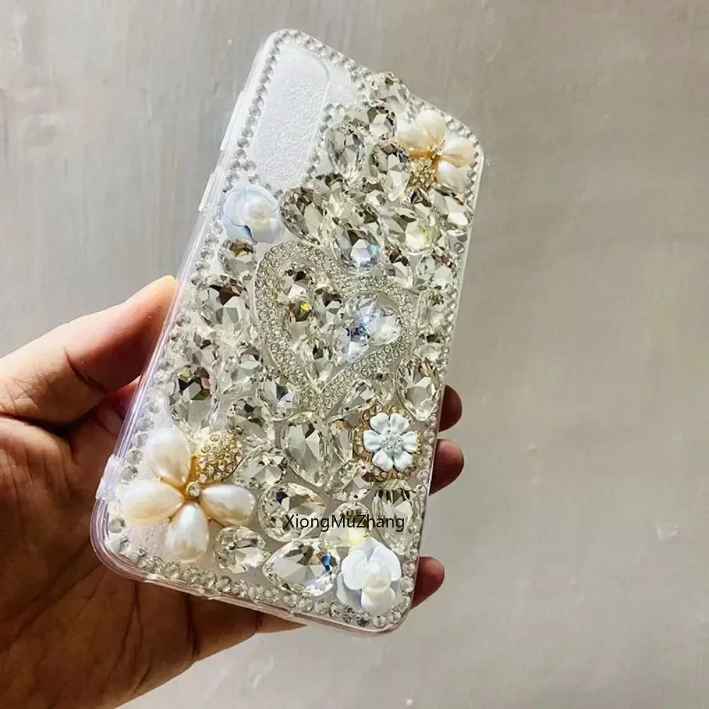 Luxury Love Heart Rhinestone Crystal Case for Samsung S9 Plus S8 S7 Edge for Galaxy Note 20 Ultra Note 10 Pro 10 Lite 9 8