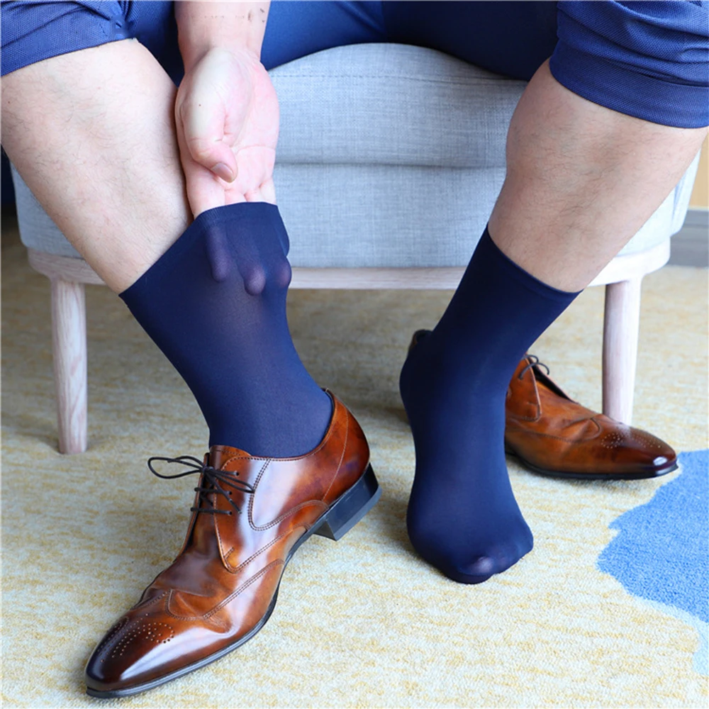 

Men Socks Short Elastic Ultra-Thin Silky Silk Stockings Business Dress Hosiery Gifts For Men Tube Socks Erotic Formal Wear Suit