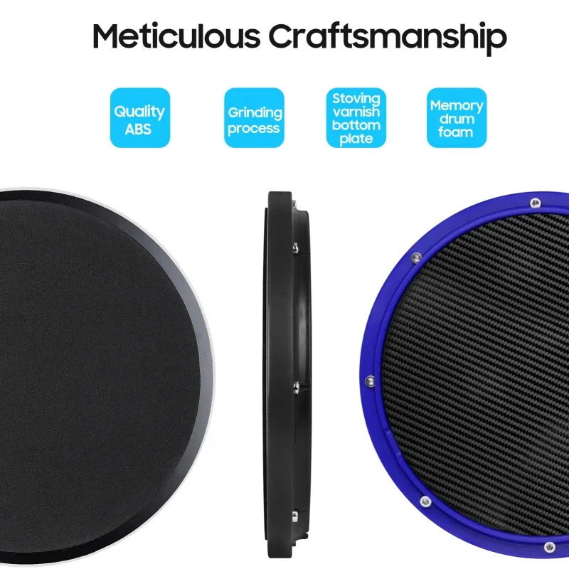 10 Inch Drum Practice Pad Silent Drum Training Pad Carbon Fiber Dumb Percussion Accessory for Professionals Beginner