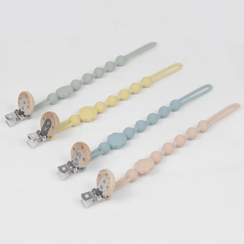 Pacifier Chain Baby Pacifier Loss Prevention Chain Food Grade Silicone Teether Stroller Clip