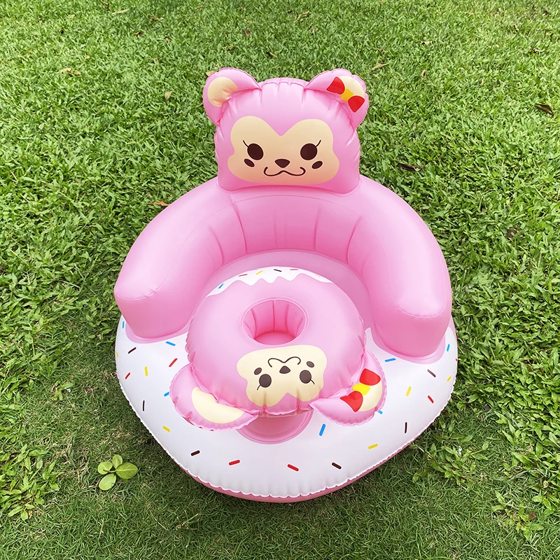 Baby shiny baby inflatable sofa kids puff portable bath chair PVC multifunctional seat practice bidet 4