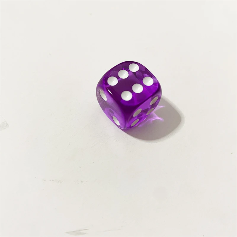 5 Acryl-Casino-Würfel (D6) – 19 Mm, Transparent Violett, Mit Rasierkanten Für Faire Würfe