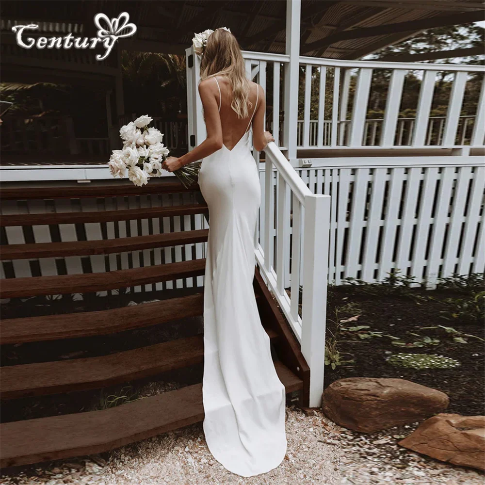 

Boho Wedding Dress for Women Bride Spaghetti Straps Backless Chiffon Beach Bridal Gowns Vestido De Noiva 2024