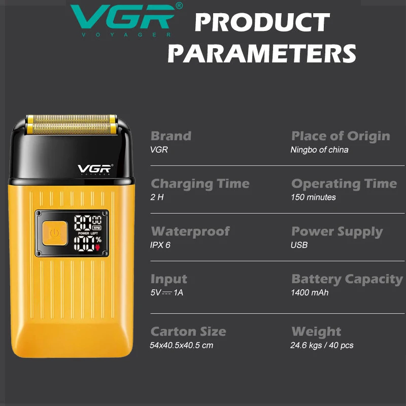 ماكينة حلاقة للشعر VGR قابلة لإعادة الشحن للرجال م...