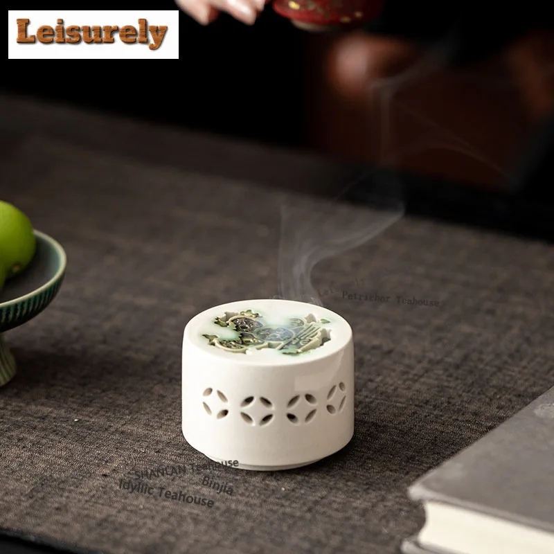 Copper Coin Green Black Plate Incense Holder Incense Smoke Waterfall Incense Burners Aromatherapy Censer Tea Ceremony Gift Craft