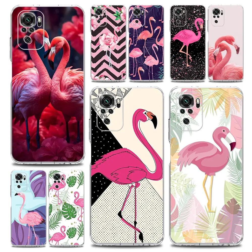 Clear Pink Flamingo Leaf Design Phone Case