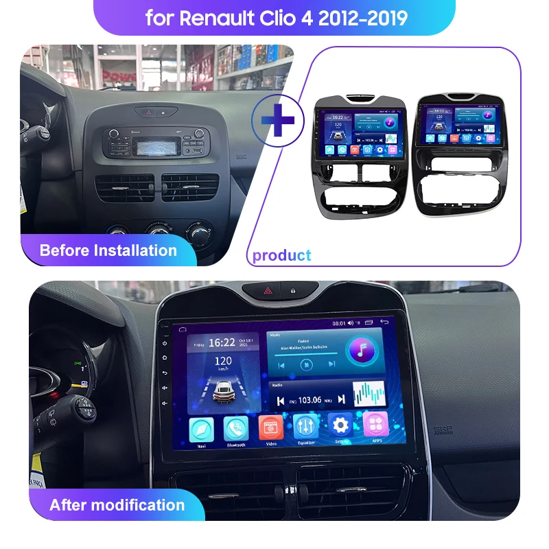 Autoradio Android 14 Pour Renault Clio 4 Et Zoe (2013-2019) - 10.1 Pouces, 6 Go RAM, CarPlay Sans Fil, GPS