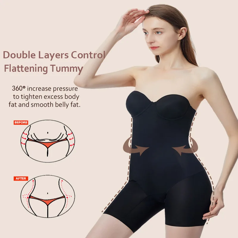 Slimming Shapewear Glue Stick High-end One-piece Strapless Corset Buttock  Lifter Breasts for Women Shapewear Bodysuit