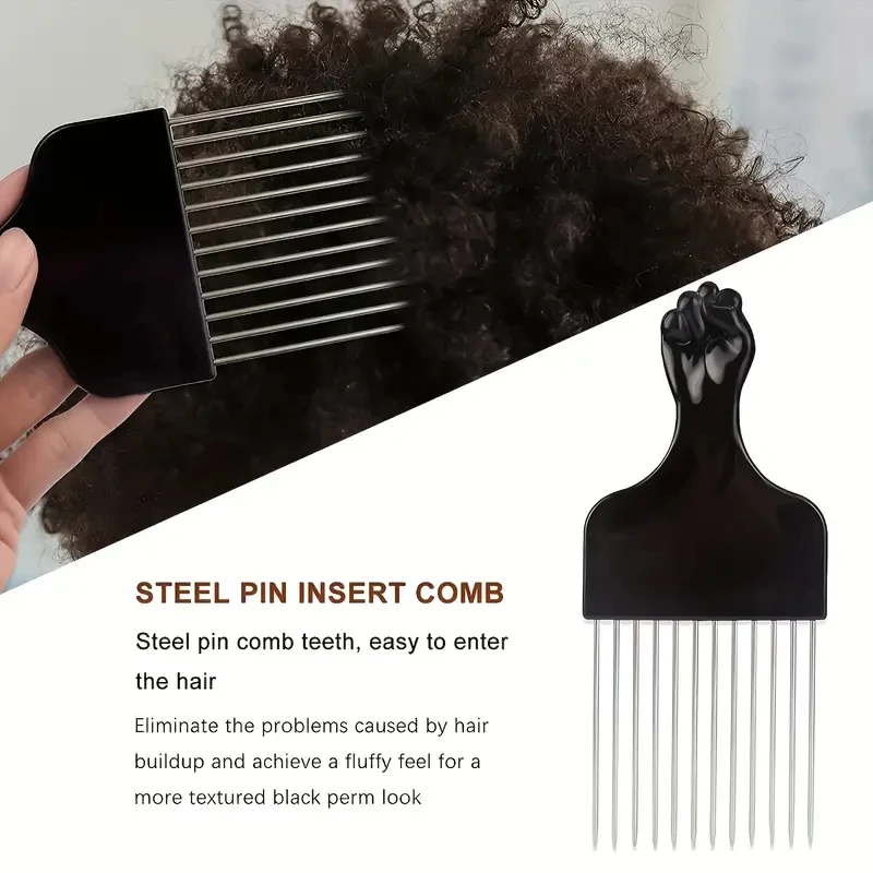 pcs Hair Sponge Set With Curl Sponge Glove, Afro Hair Sponge Barber Brush, Metal Hair Pick And Hair Twist Comb 3