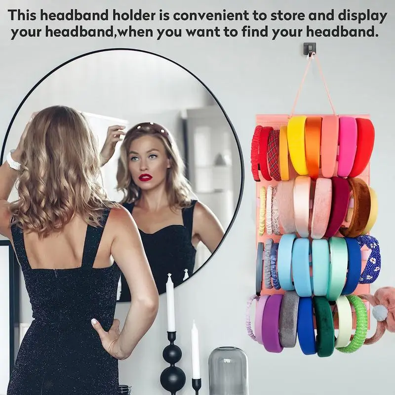 

Настенный органайзер для повязки на голову, 30 ячеек, войлочная лента, обручи для волос, стеллаж для хранения, подвесной органайзер для хранения волос, настенный держатель для повязки на голову