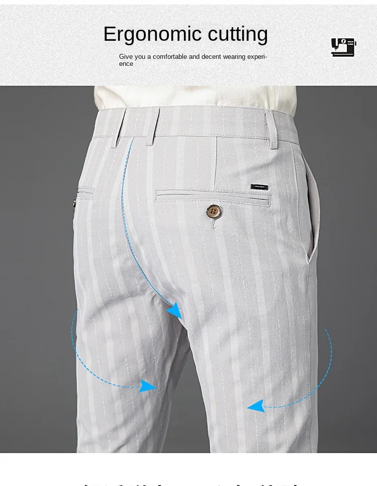 Description Picture 5 of itemBusiness Long Pants Men's New 2024 Elastic Striped Slim Fit Suit Pants Men's Young and Middle-Aged Casual Men's Clothing