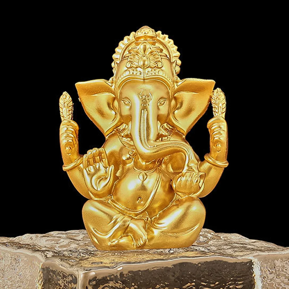 

Elephant God Statue Home Resin Crafts Temple Sculpture Buddha Vintage Ganeshdecoration Hand Carving Head Office