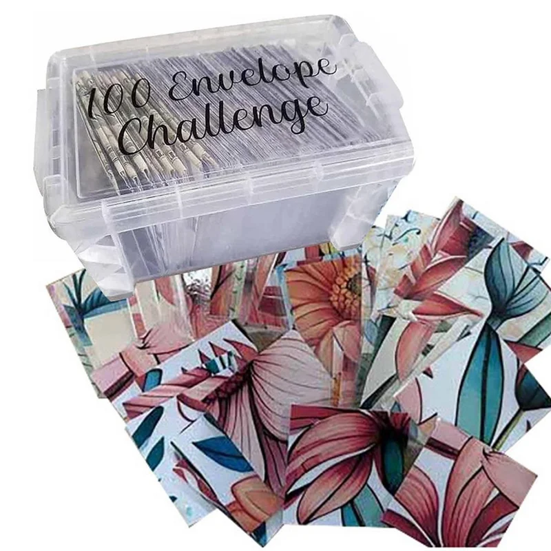100 Envelopes Money Saving Challenge Budget Planning Handbook Mastering The Progress With Storage Box For Repay C 18.5 X 12Cm