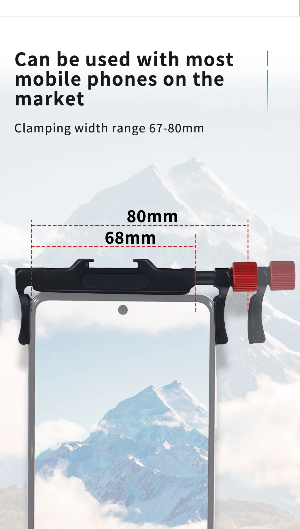 37mm Aluminium Telefon Clip Filter Adapter Universal Halterung für iPhone Samsung 67-80mm Mobiltelefon Kalten Schuh Mikrofon LED Halterung – Detail 15