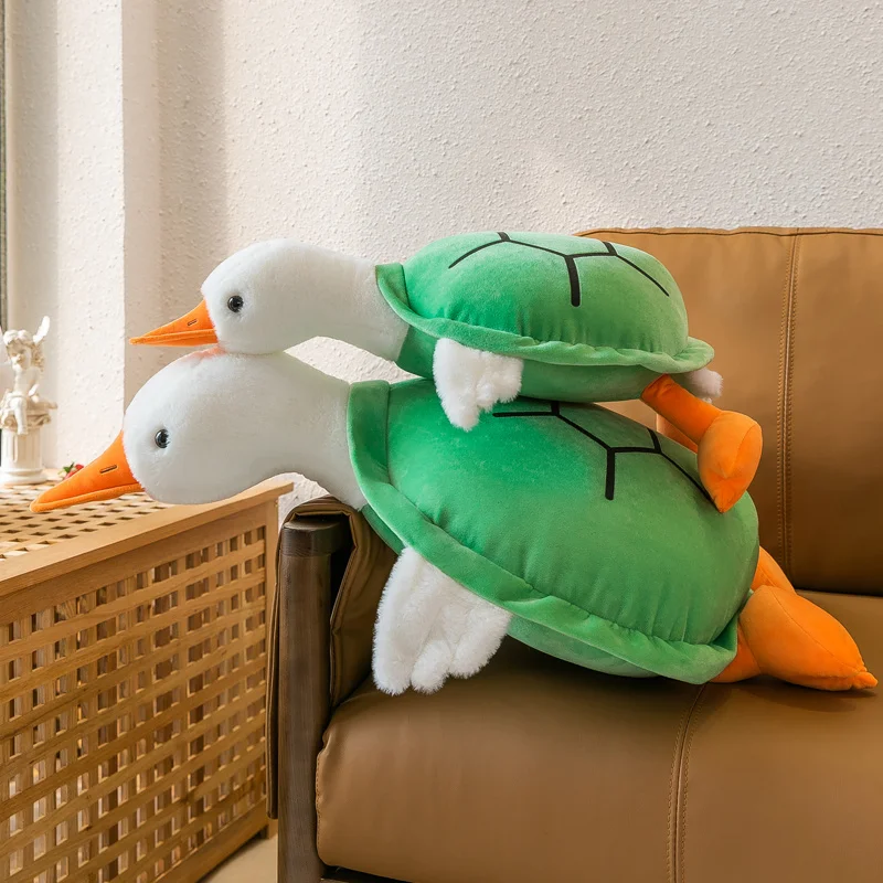 Kawaii Turtle Transform To Big White Goose Plush Throw Pillow Toy Cute Stuffed Tortoise Doll Lovely Animal Soft Kids Toys Gifts