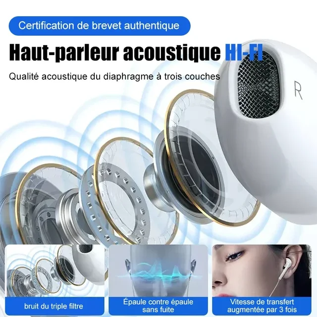 Original Headphones For Apple iPhone 14 11 12 13 Pro Max Earphones XR X XS SE 6 6S 7 8 Plus Bluetooth Wired Earbuds Accessories 2