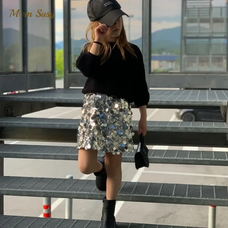 Children Skirts Fashion Baby Girl Sequins Short Skirt Infant Toddler Child Bling Skirt Spring Autumn Summer High Waist Baby Clothes 1-10Y